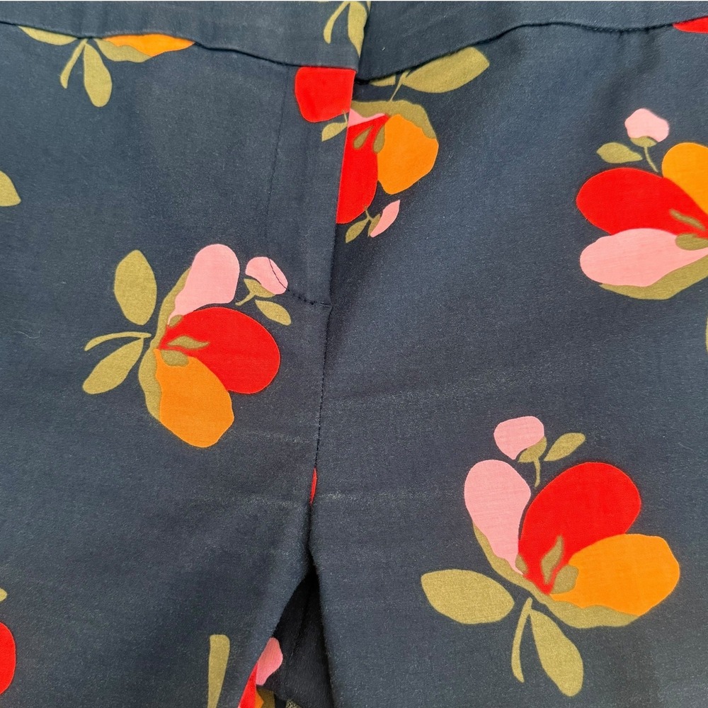 Boden Richmond Floral Pants Navy Blue Straight Leg Size 6R Trouser Preppy Spring - Picture 7 of 11